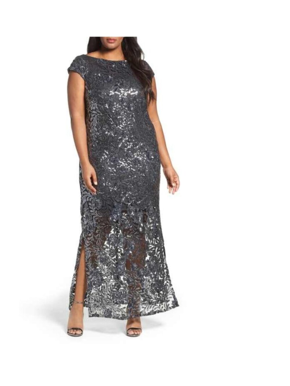 Alex Evening Brianna Women's Sequin Gown Black/Silver Size 10